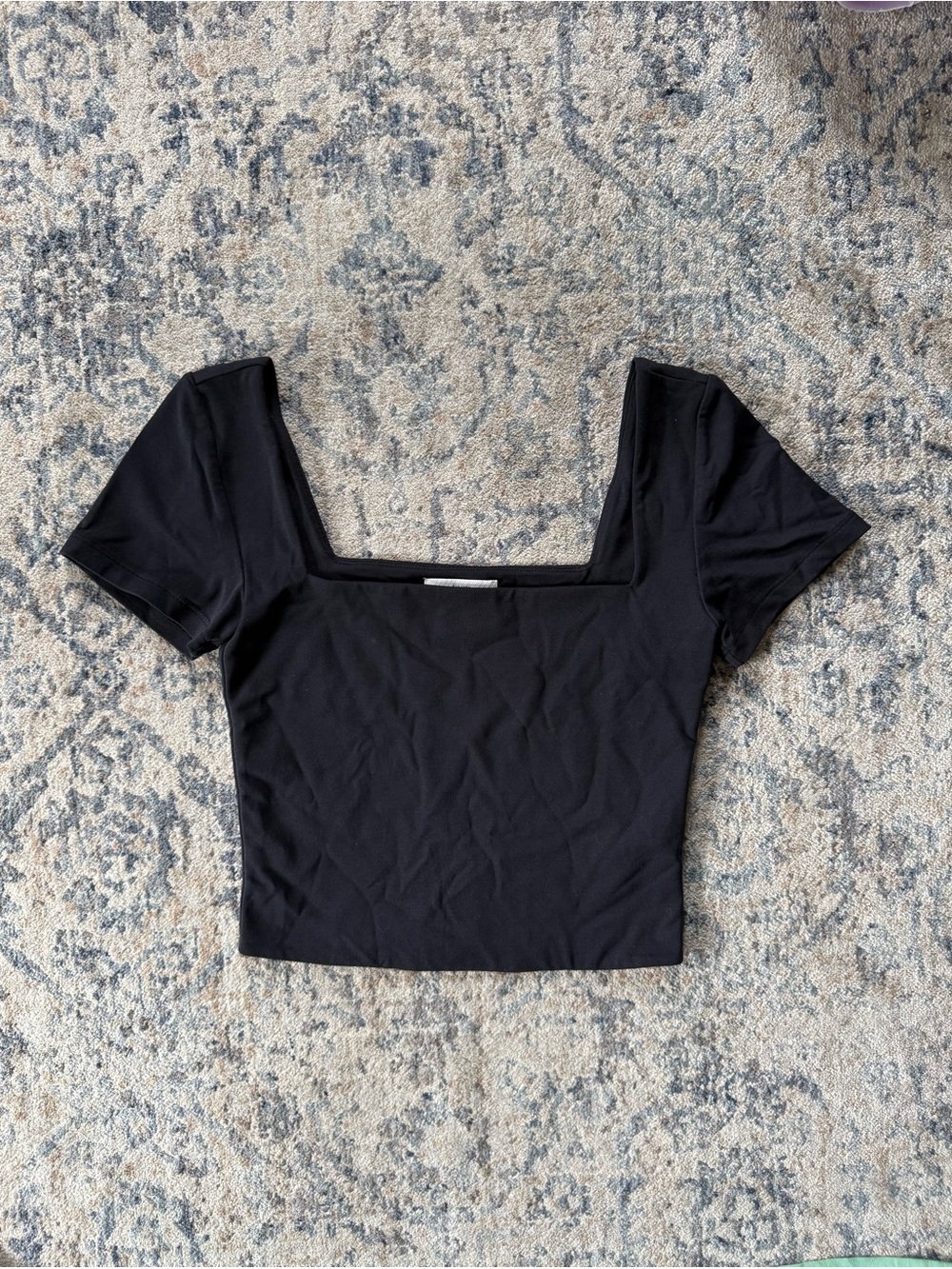 Aritzia Babaton Black Square Neck Crop Top